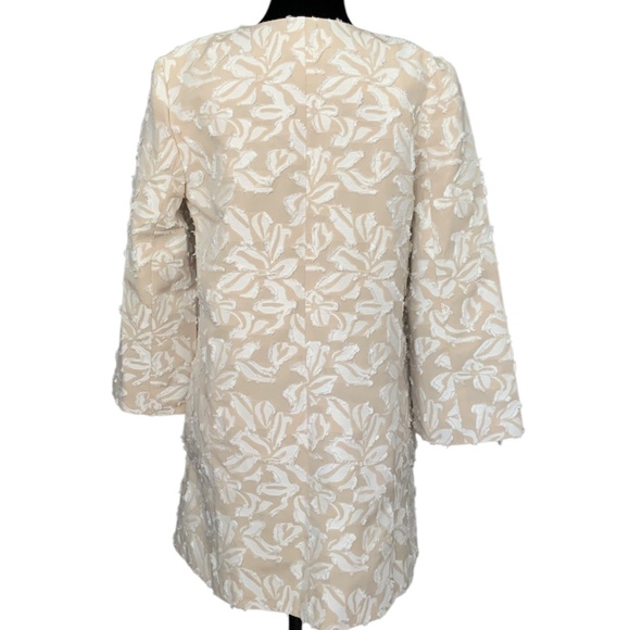 Nordstrom Chelsea28 Beige Flax Floral Eyelash Jacquard Long Blazer Jacke… - Picture 4 of 14